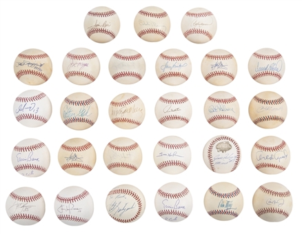 Lot of (27) Hall of Famers Single Signed Baseballs Including Sandy Koufax, Dan Marino, and Pedro Martinez from the Willie Randolph Collection (Randolph LOA & Beckett PreCert)